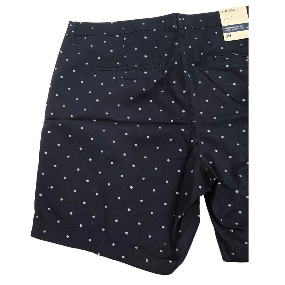 Old Navy Everyday Short Navy Blue Blue Polka Dot Chino Shorts Sze 16 7in Inseam - Picture 8 of 9
